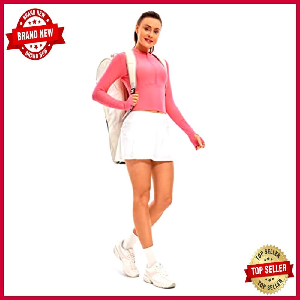 Quick Dry Pleated Tennis Skort with Pockets, Mid Waist Athletic Skirt - Picture 4 of 7